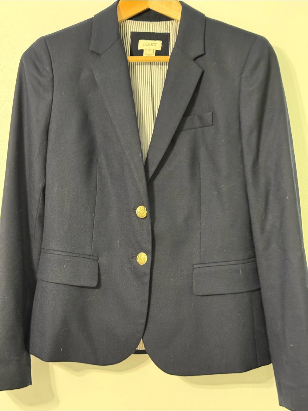 J. Crew Navy Schoolboy Blazer with Gold Embossed Buttons wool blend size 4